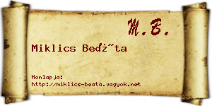 Miklics Beáta névjegykártya